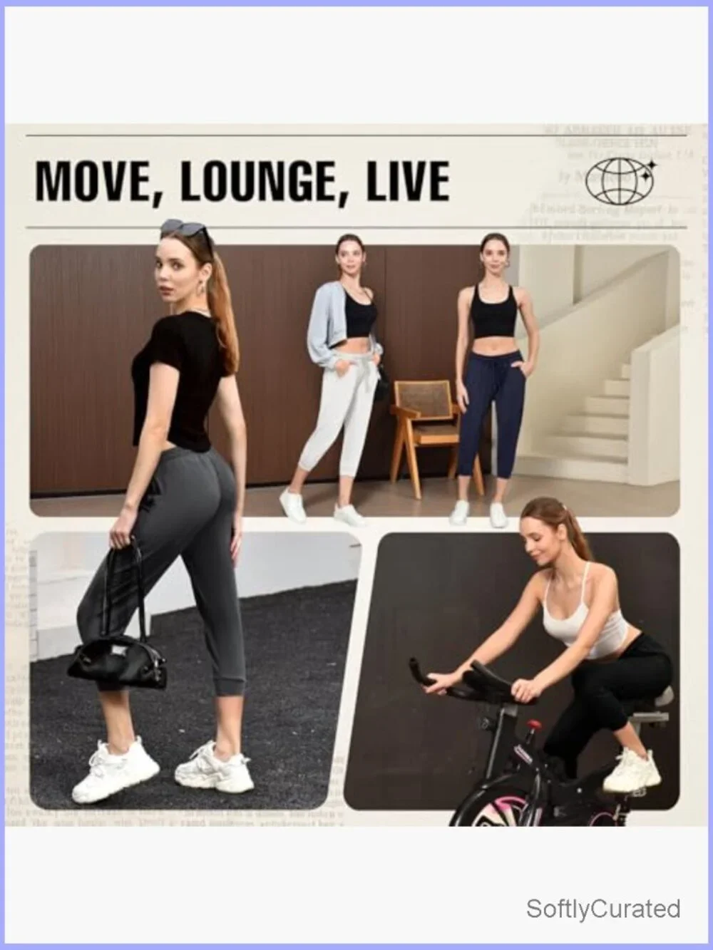 Cropped Joggers with Pockets, Drawstring Sweatpants for Women, High Rise, Ankle